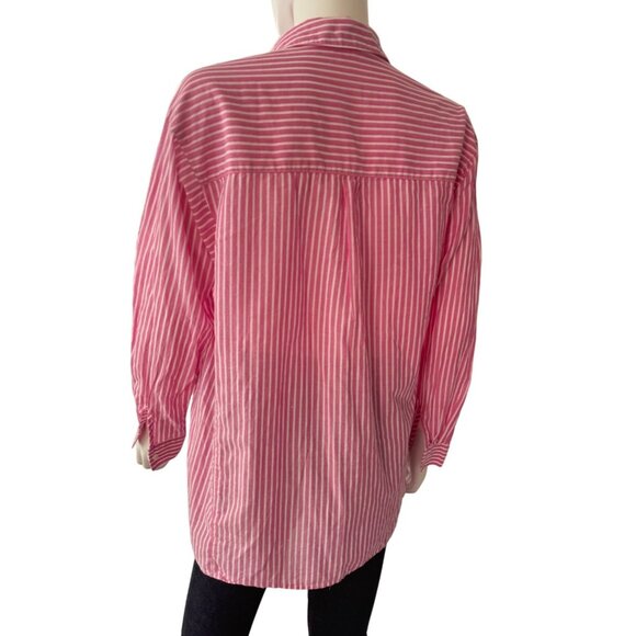 J.McLaughlin Pink & White Striped Button-Down Shirt Size M - Picture 2 of 6